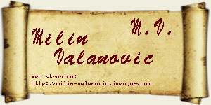 Milin Valanović vizit kartica